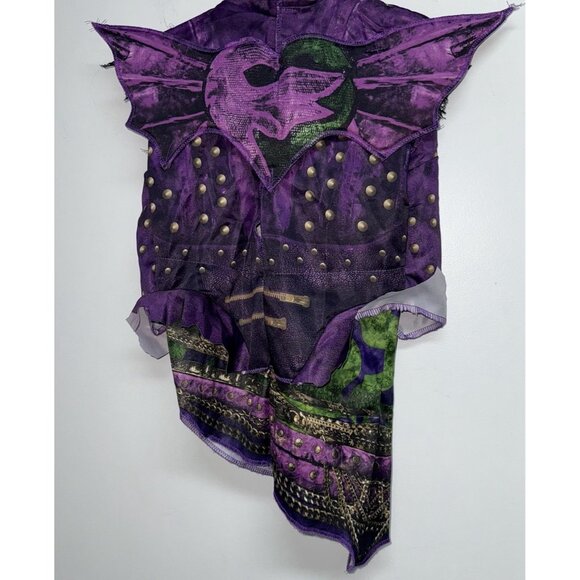 Disney Descendants 2 Mal Halloween Costume Girls S 4-6 3 Piece Outfit + Wig - Picture 3 of 12